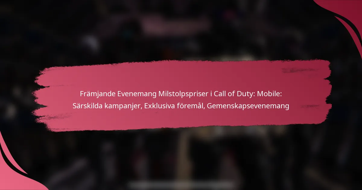 Främjande Evenemang Milstolpspriser i Call of Duty: Mobile: Särskilda kampanjer, Exklusiva föremål, Gemenskapsevenemang