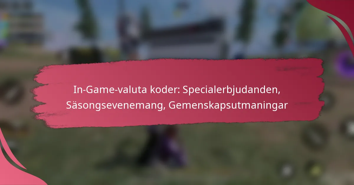 In-Game-valuta koder: Specialerbjudanden, Säsongsevenemang, Gemenskapsutmaningar