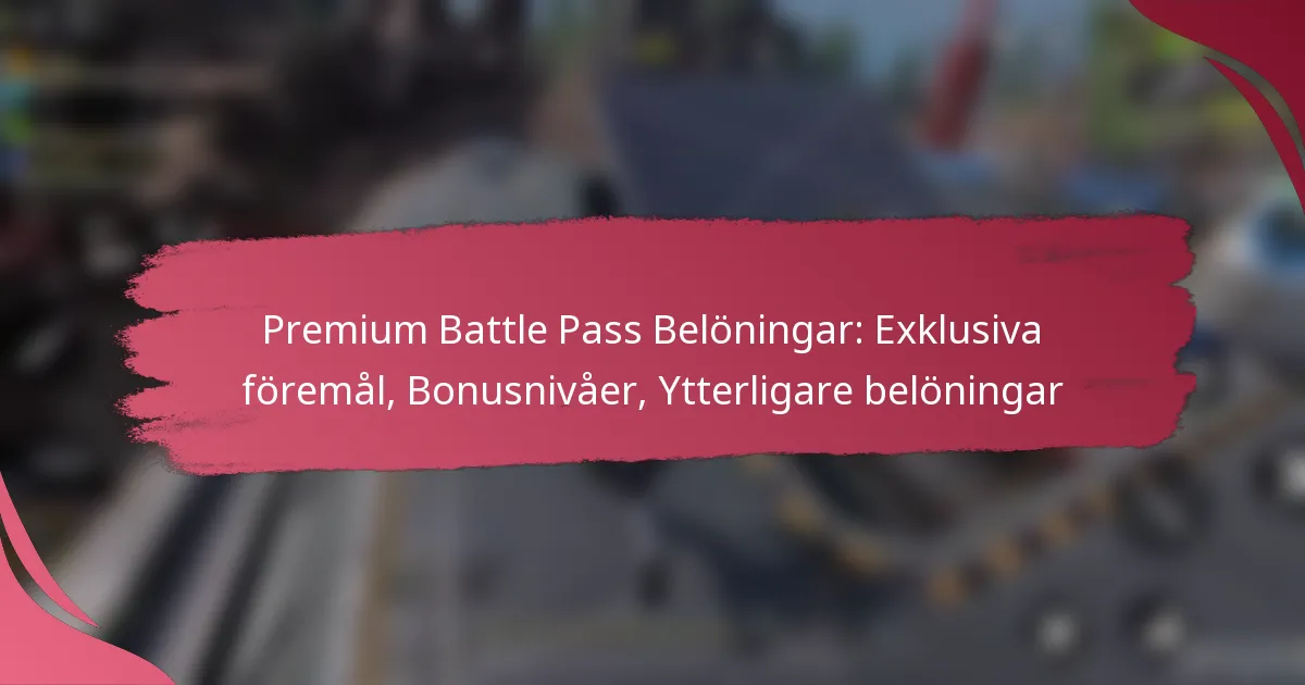 Premium Battle Pass Belöningar: Exklusiva föremål, Bonusnivåer, Ytterligare belöningar