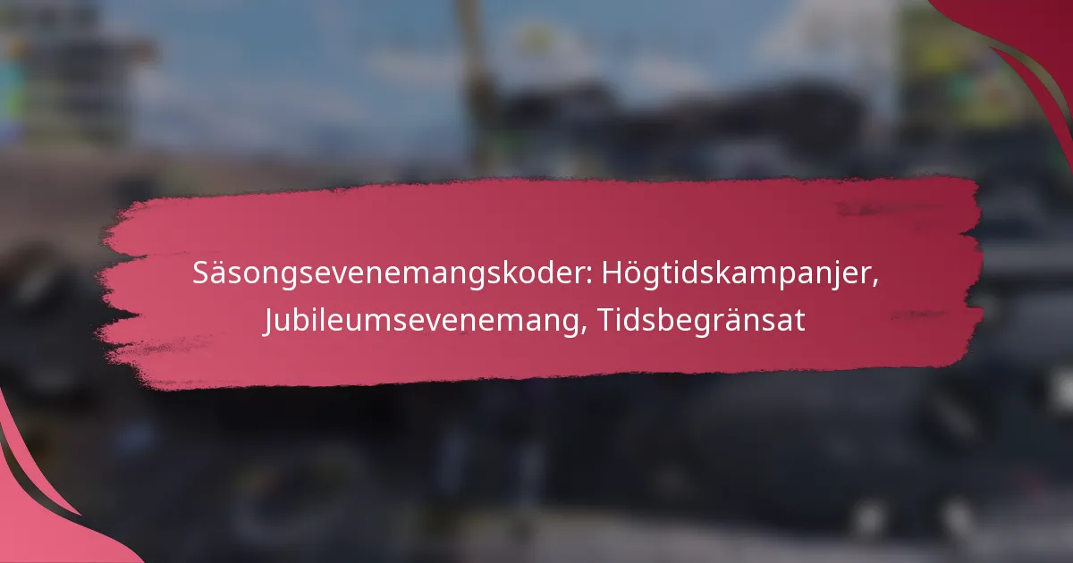 Säsongsevenemangskoder: Högtidskampanjer, Jubileumsevenemang, Tidsbegränsat