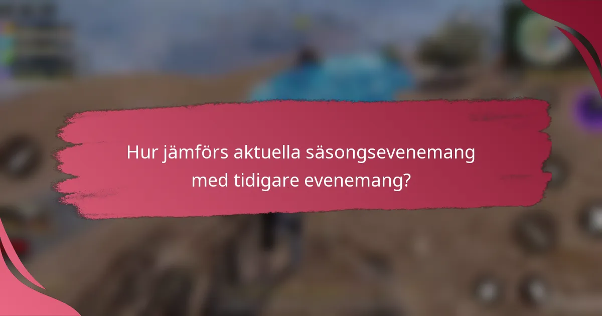 Hur jämförs aktuella säsongsevenemang med tidigare evenemang?