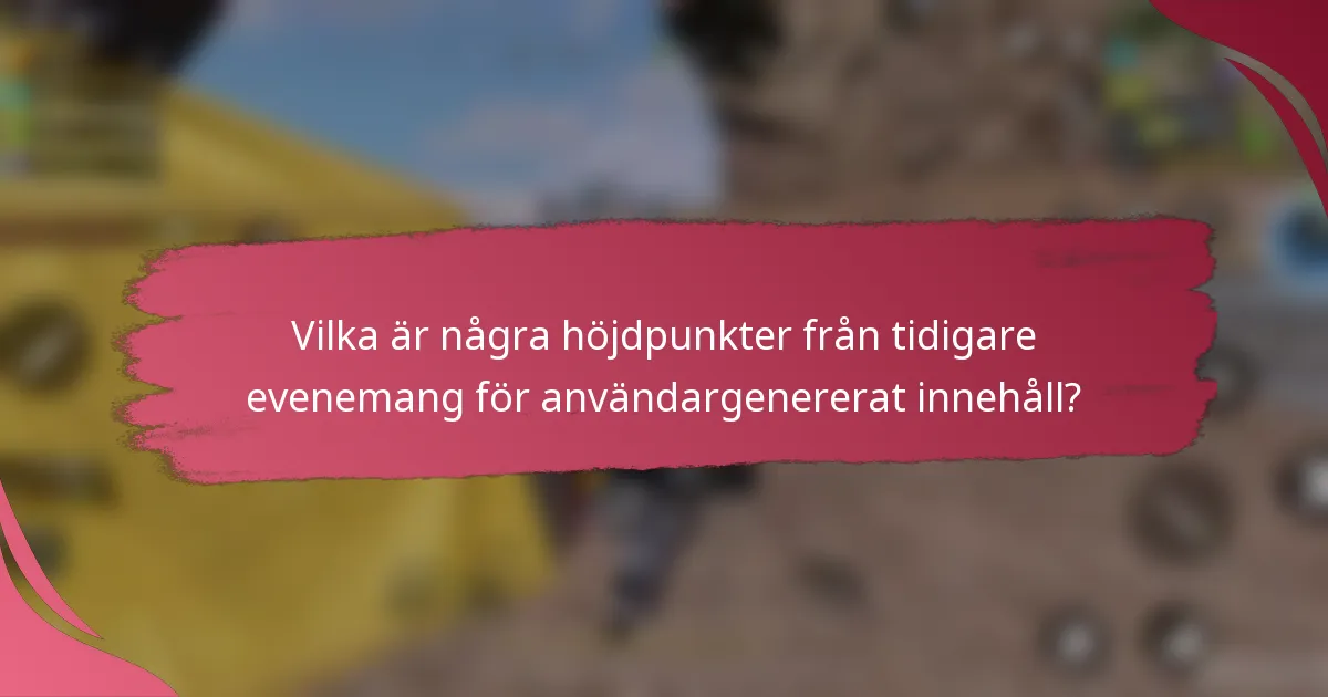 Vilka är några höjdpunkter från tidigare evenemang för användargenererat innehåll?